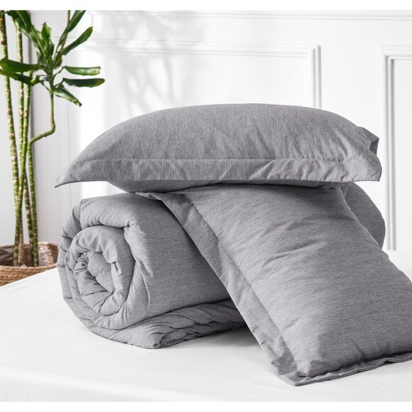 Bedsure Essentials Gray 1-Comforter & 2-Pillowshams Set Full Size 3pcs - Picture 4 of 11